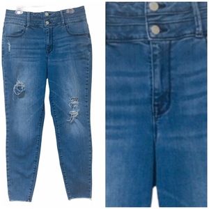 Maurices Super High Rise Distressed Tapered Jeans